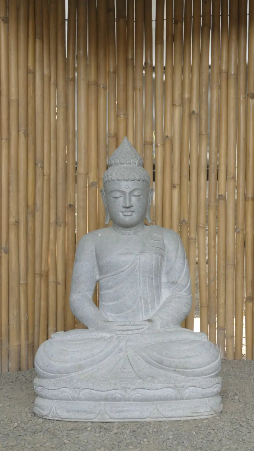  Product image 2 of the product “Seated Buddha made of Riverstone in Dhyana position - gesture of meditation, H.102,5 cm, natural. ”